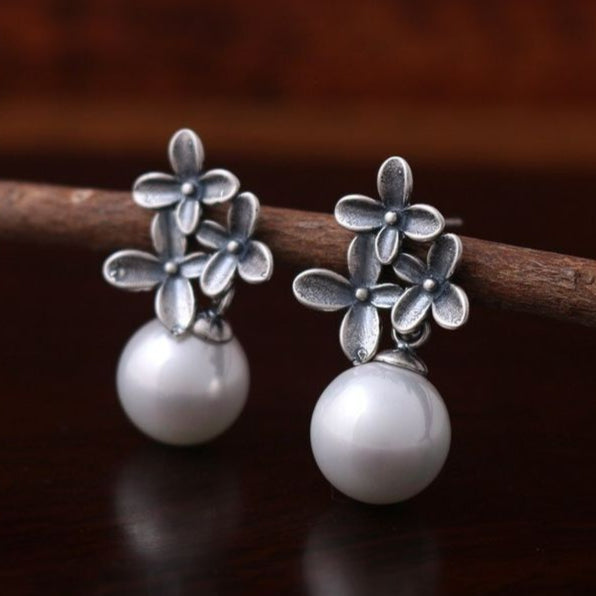 Nature Earrings with Pearls in 925 Silver