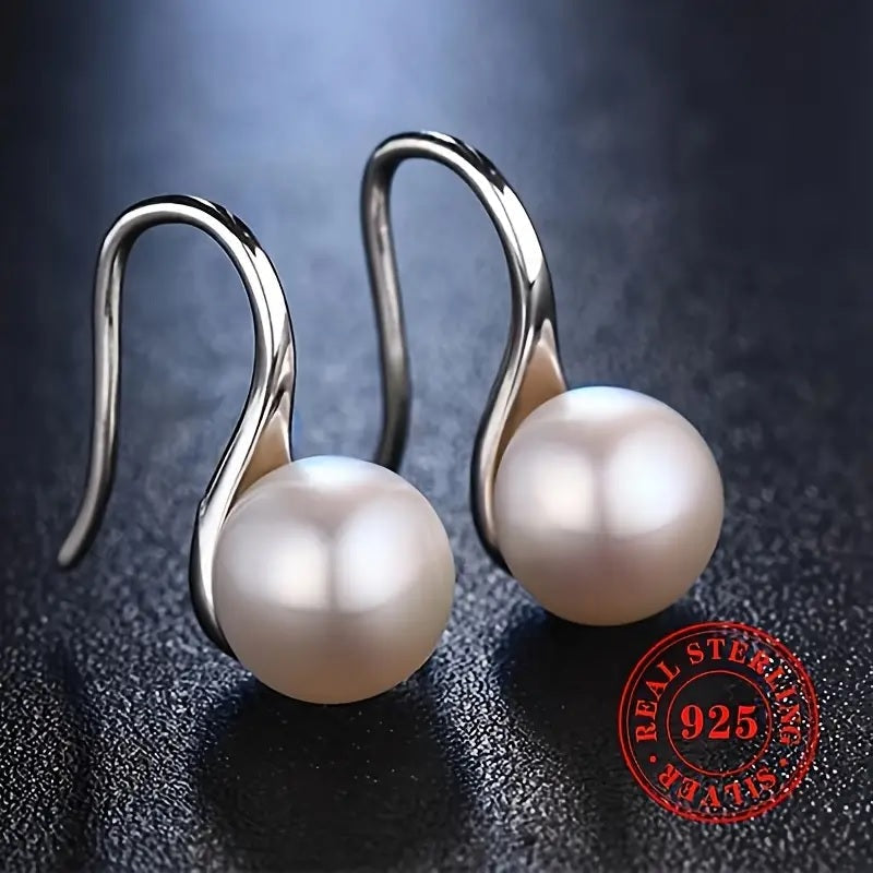 Natural Pearl and 925 Silver Earrings