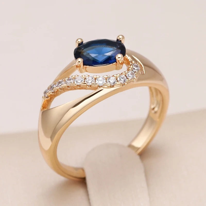 18K Rose Gold plated ring with Sapphire Zirconite - ZAR