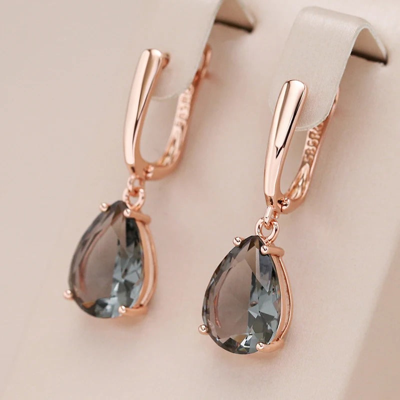 18K rose gold earrings with dangling fume aquamarine - ZAR