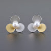 Lucky Clover Earrings with Pearls and 18k Gold Plating
