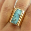 Rectangular Boho Ring with Turquoise Stone and 18k Gold Plating