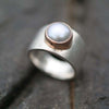 925 Silver Boho Ring with Inlaid Pearls