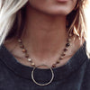 925 Silver Hoop Necklace with Wooden Circles