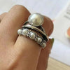 Set of Rings with Pearls Inlaid in 925 Silver