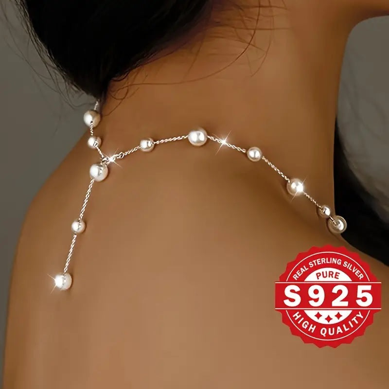Necklace of infinite pearls in 925 silver