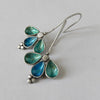 Triple Earrings in 925 Silver Leaves and Hand-Painted Enamel
