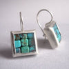 Square Natural Stone Earrings from Rio de Plata 925