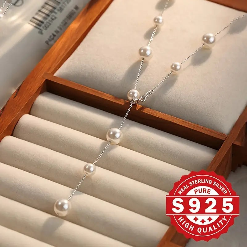 Necklace of infinite pearls in 925 silver