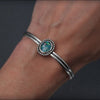 925 Silver Bracelet with Inlaid Natural Blue Stone