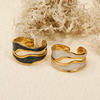 Pack of 2 Black and White Enamelled Rings