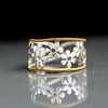 Ring of 925 Silver Flowers with 18k Gold Plating
