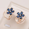 18K Gold Plated Sapphire Flower Earrings - ZAR