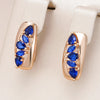 18K Rose gold plated long earrings with saphire tear crystalls inlaid - ZAR