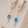 18K rose gold plated dangling earrings with aquamarine crystal and zircons - ZAR