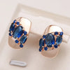 18K rose gold stud earrings with symmetrical sapphire crystals inlaid - ZAR