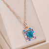 18K rose gold necklace with square aquamarine and amethyst zirconium - ZAR