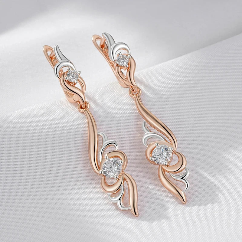 Unique earrings in the shape of a flower, plated with 18 carat pink gold - AC
