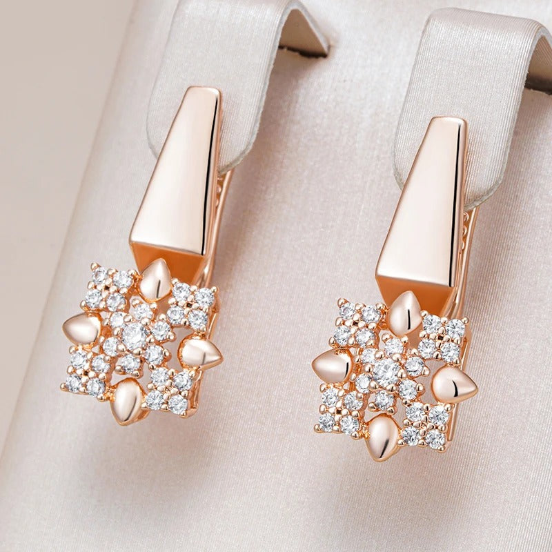 18kt rose gold plated white zirconia pendant and boucles d'oreilles - AC