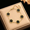18K gold plated black clover leaf bracelet